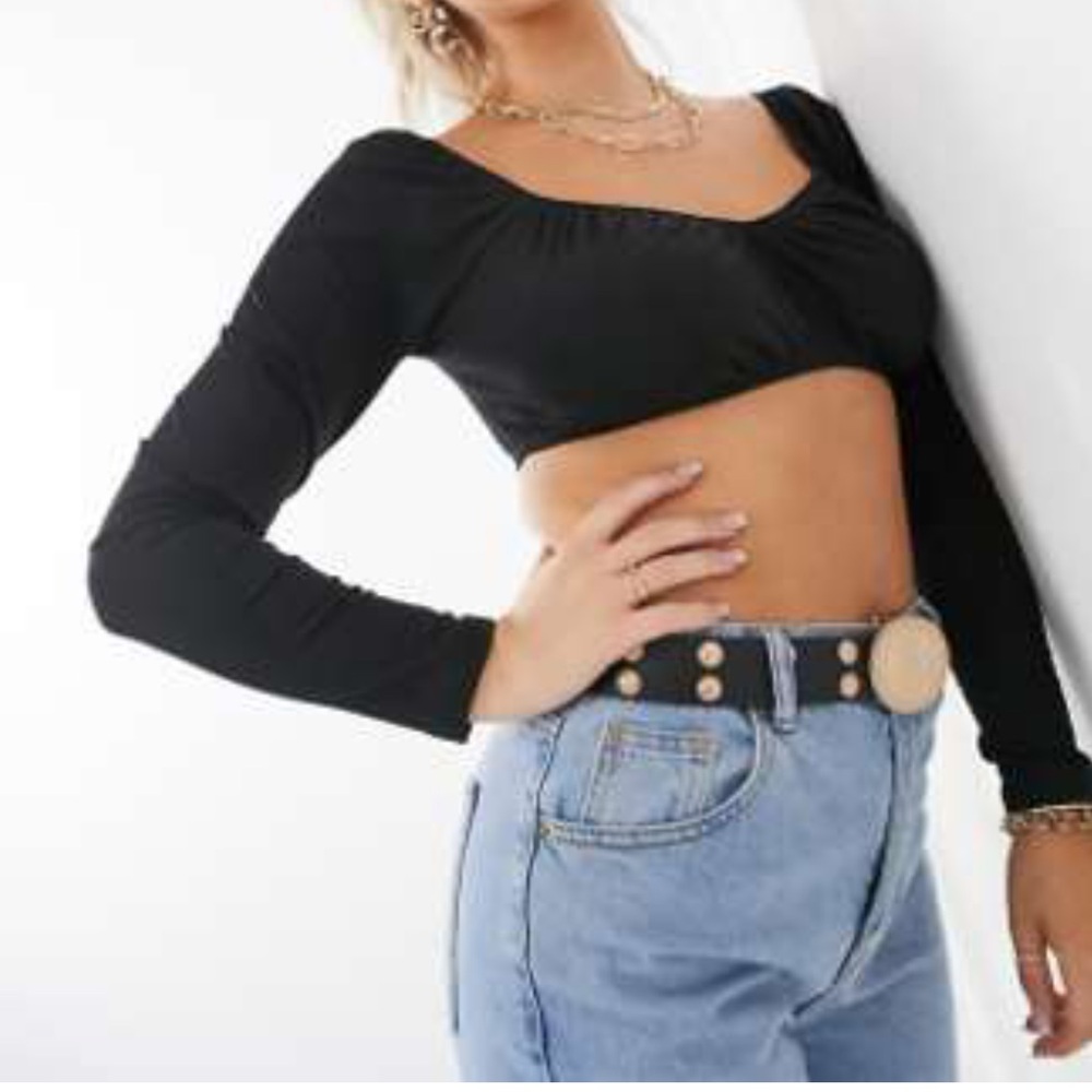 ASOS Super Crop Black Long Sleeve Top